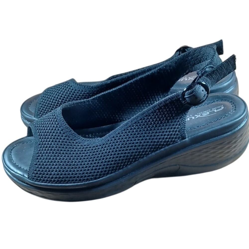 Flexus by Spring Step Mayberry Black Knit Wedge Sandals Women’s Size 38 / 7.5-8 - Picture 2 of 10